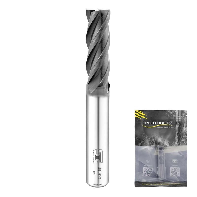 SPEED TIGER Micrograin Carbide Square End Mill - 4 Flute - ISE1/2 4T (1 Piece, 1/2") - for Milling Alloy Steels, Hardened Steel, Metal & More â€“ Mill Bits Sets for DIYers & Professionals - Image 1